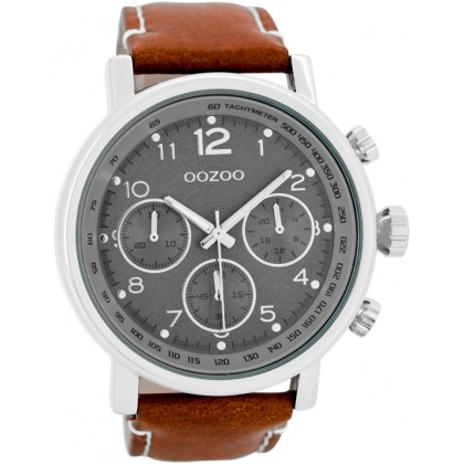 OOZOO Timepieces 51mm Cognac Brown Leather Strap C7506